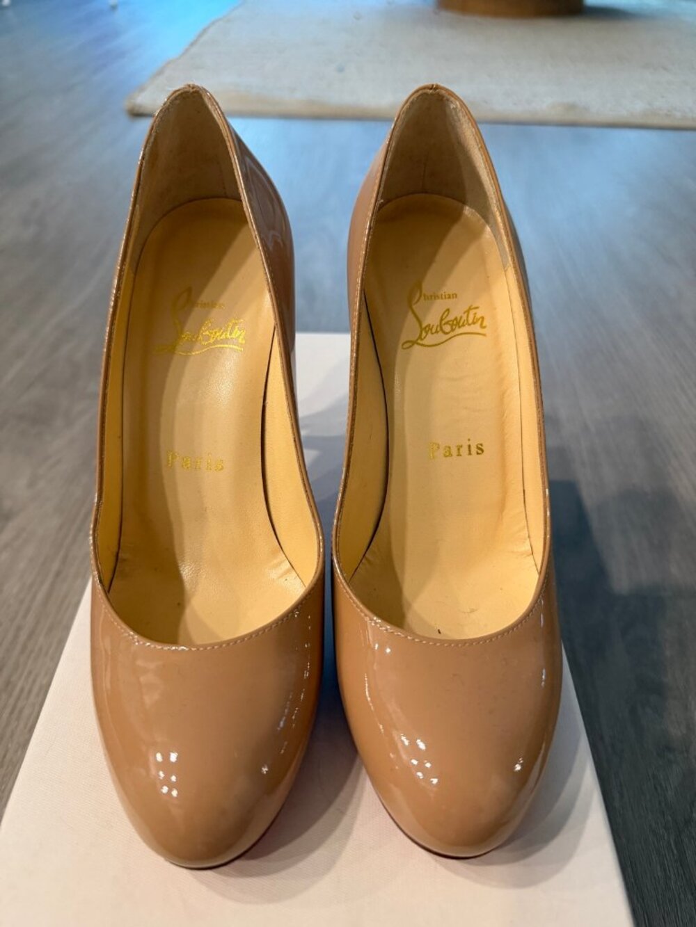 Christian Louboutin Nude Patent Leather Pumps US 5.5